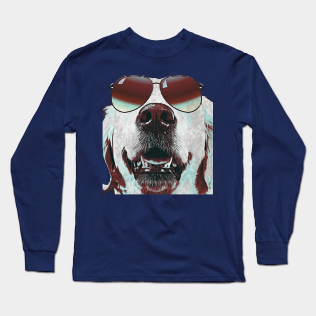 White dog wearing sunglasses Long Sleeve T-Shirt by PersianFMts